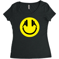 Smiley Headphones Women's Triblend Scoop T-shirt | Artistshot