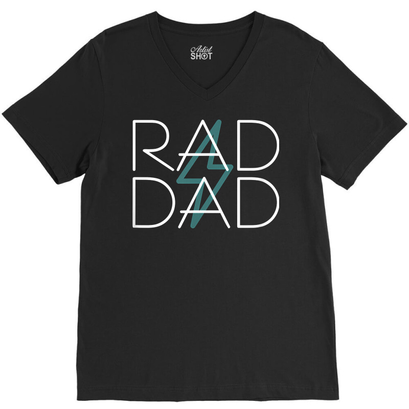 Mens Rad Dad Standard T Shirt Lightning Bolt Strike 80's Retro V-Neck Tee by farronpoppo | Artistshot