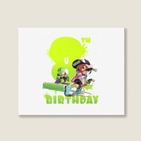 Splatoon Inkling 8th Birthday Green Splatter Portrait Premium T Shirt Landscape Canvas Print | Artistshot