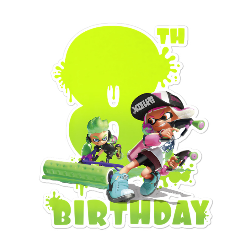 Splatoon Inkling 8th Birthday Green Splatter Portrait Premium T Shirt Sticker | Artistshot