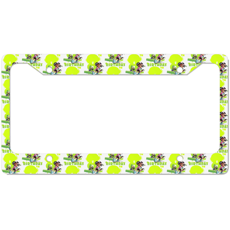 Splatoon Inkling 8th Birthday Green Splatter Portrait Premium T Shirt License Plate Frame | Artistshot