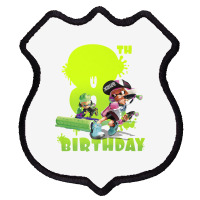 Splatoon Inkling 8th Birthday Green Splatter Portrait Premium T Shirt Shield Patch | Artistshot