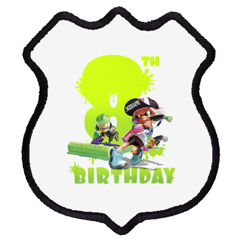 Splatoon Inkling 8th Birthday Green Splatter Portrait Premium T Shirt Shield Patch | Artistshot