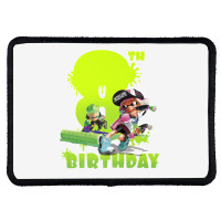 Splatoon Inkling 8th Birthday Green Splatter Portrait Premium T Shirt Rectangle Patch | Artistshot