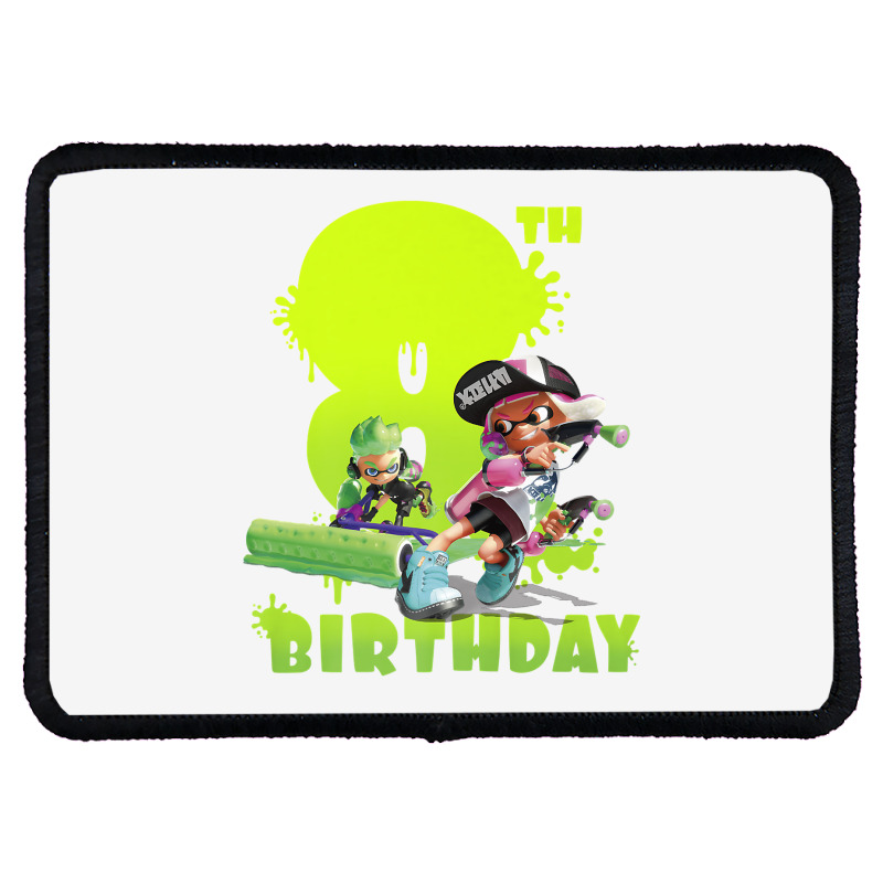 Splatoon Inkling 8th Birthday Green Splatter Portrait Premium T Shirt Rectangle Patch | Artistshot