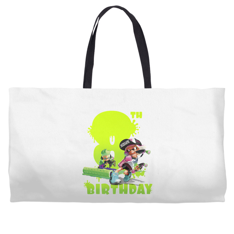 Splatoon Inkling 8th Birthday Green Splatter Portrait Premium T Shirt Weekender Totes | Artistshot