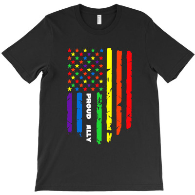 Proud Ally Rainbow Gay American Flag Lgbt Pride Month T-shirt Designed By Carol H Smith