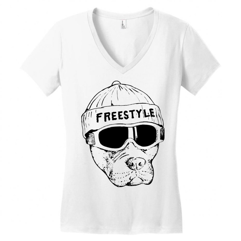 Freestyle Dog Snowboard Women's V-neck T-shirt | Artistshot