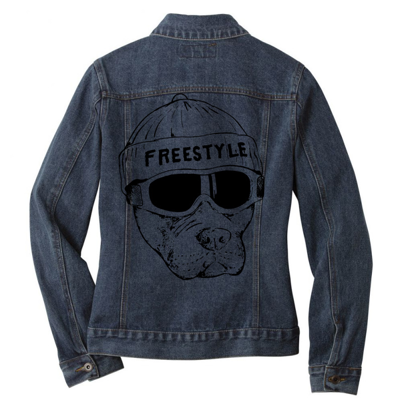 Freestyle Dog Snowboard Ladies Denim Jacket | Artistshot