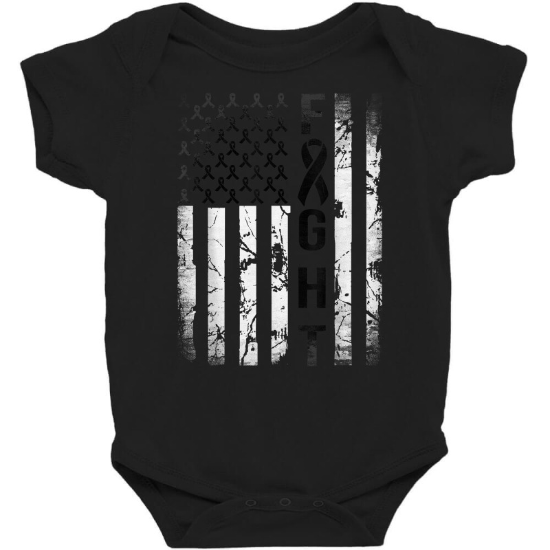 Melanoma Cancer Awareness, Black Ribbon Fight American Flag T Shirt Baby Bodysuit by belewomritans | Artistshot