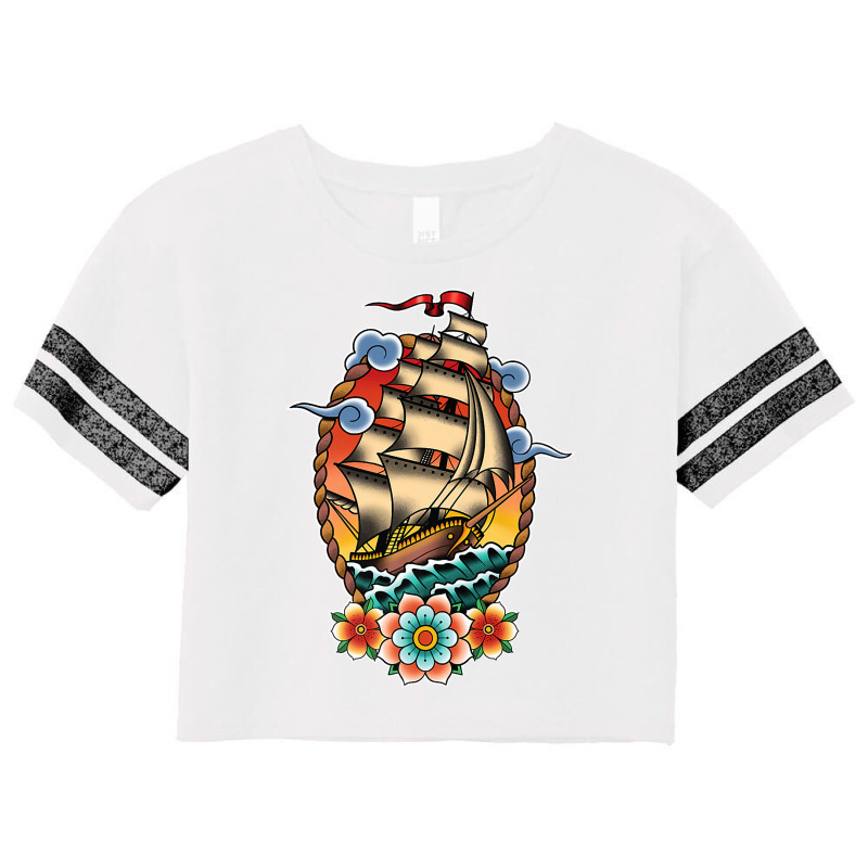 Old School American Traditional Tattoo Flash Clipper Ship Premium T Sh Scorecard Crop Tee by johnjosephmenk | Artistshot