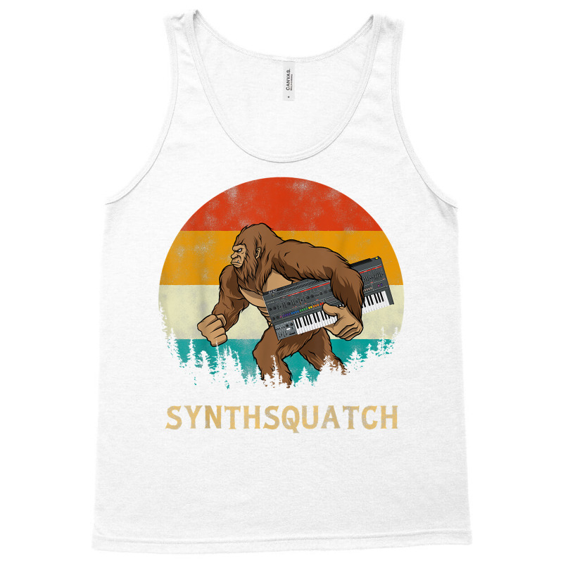 Synthsquatch Bigfoot Holding Synthesizer Synthesiser Design T Shirt Tank Top | Artistshot