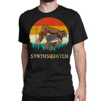 Synthsquatch Bigfoot Holding Synthesizer Synthesiser Design T Shirt Classic T-shirt | Artistshot