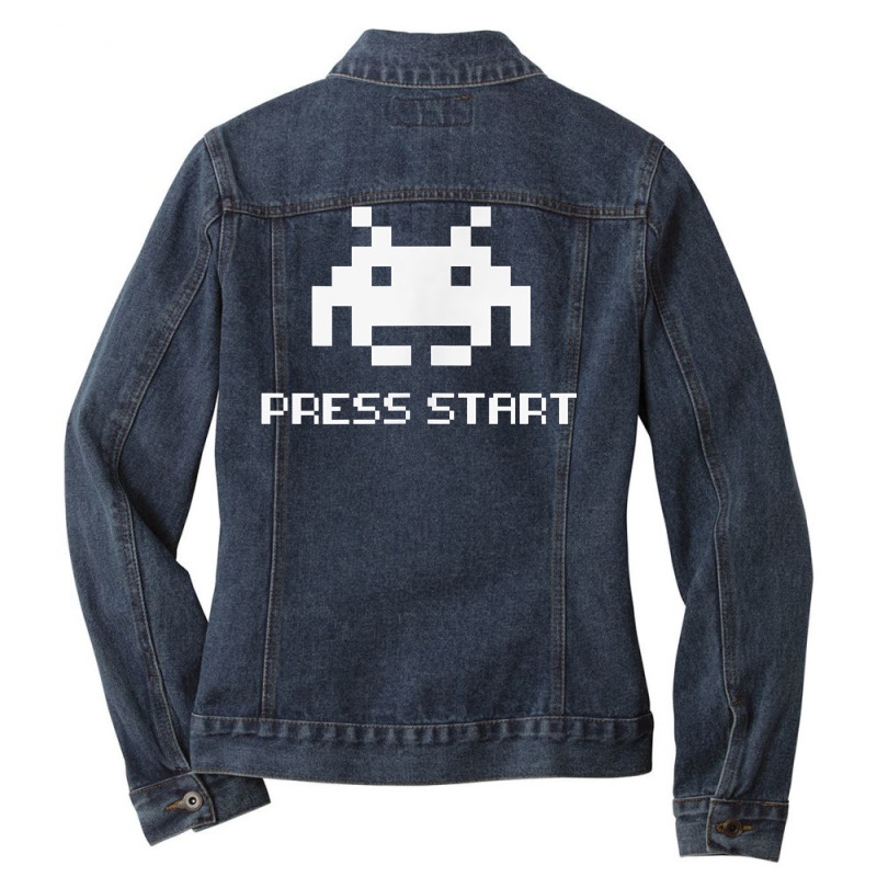 Pixel Art 8 Bits Retro Game Tee. Space Invader Vintage Bug T Shirt Ladies Denim Jacket by franceskagilland | Artistshot