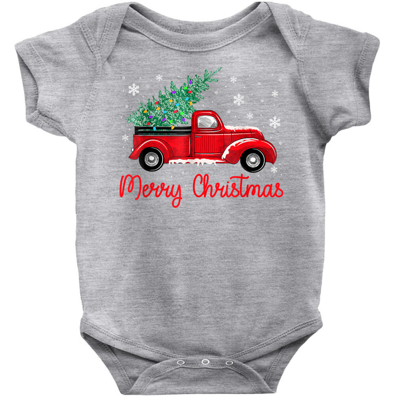 Red Truck Pick Up Christmas Tree Light Merry Christmas Light T Shirt Baby Bodysuit by belewomritans | Artistshot