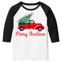 Red Truck Pick Up Christmas Tree Light Merry Christmas Light T Shirt Youth 3/4 Sleeve | Artistshot