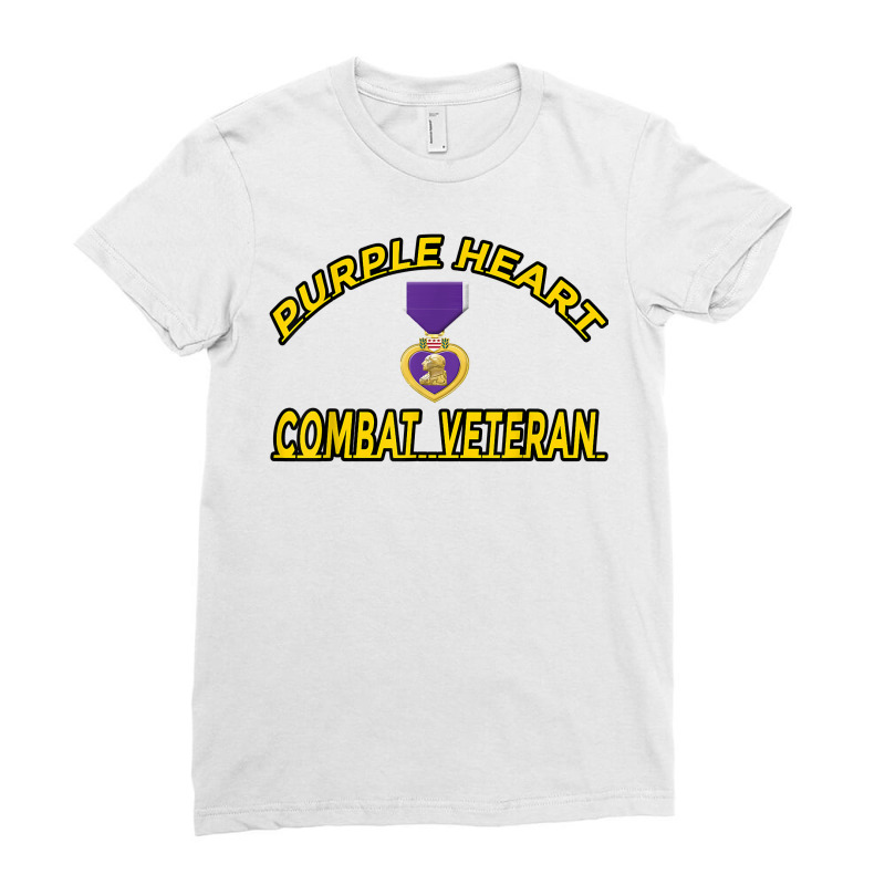 Purple Heart Combat Veteran T Shirt T Shirt Ladies Fitted T-Shirt by johnjosephmenk | Artistshot