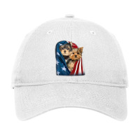 Yorkshire Terrier Us Flag July 4th Patriotic Yorkie Puppies T Shirt Adjustable Cap | Artistshot