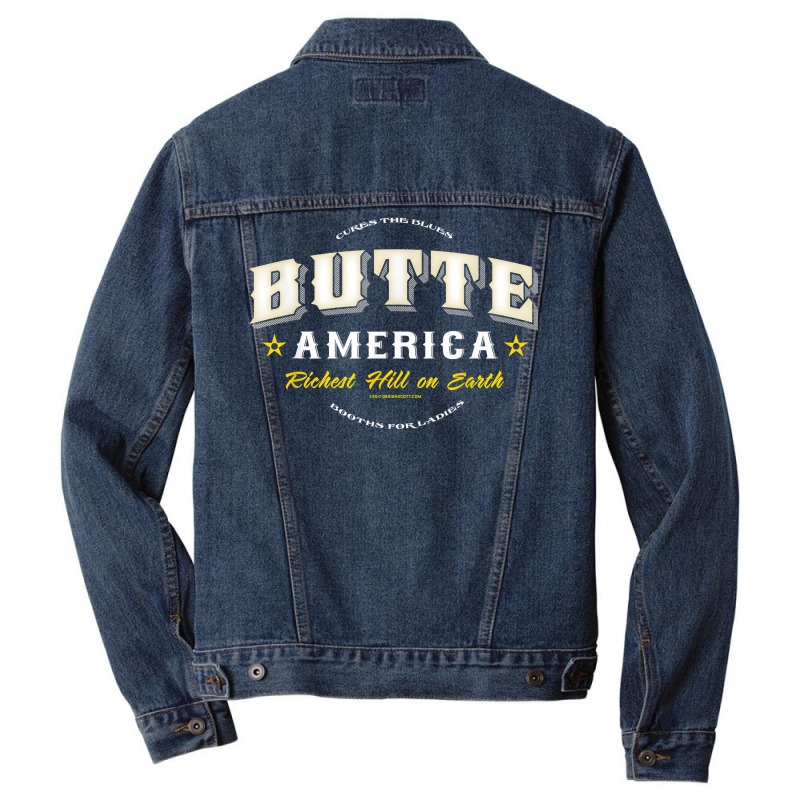 Butte America Montana T Shirt Copper Miner Mining Men Denim Jacket | Artistshot