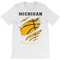 Mi The Wolverine State Distressed Michigan Basketball Hoops T Shirt T-shirt | Artistshot