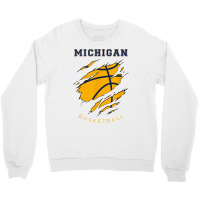 Mi The Wolverine State Distressed Michigan Basketball Hoops T Shirt Crewneck Sweatshirt | Artistshot