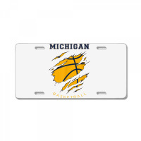 Mi The Wolverine State Distressed Michigan Basketball Hoops T Shirt License Plate | Artistshot