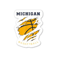 Mi The Wolverine State Distressed Michigan Basketball Hoops T Shirt Sticker | Artistshot