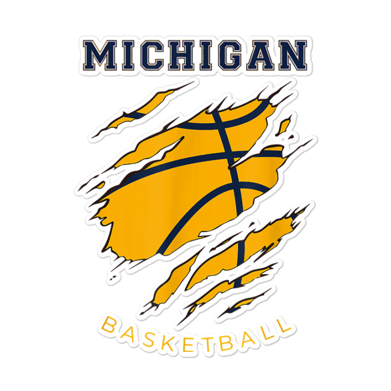 Mi The Wolverine State Distressed Michigan Basketball Hoops T Shirt Sticker | Artistshot