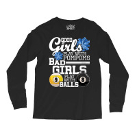 Womens Bad Girls Play With Balls   Funny Pool Billiard Player V Neck T Long Sleeve Shirts | Artistshot