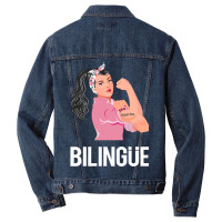 Maestra Bilingue Bilingual Spanish Teacher Long Sleeve T Shirt Men Denim Jacket | Artistshot