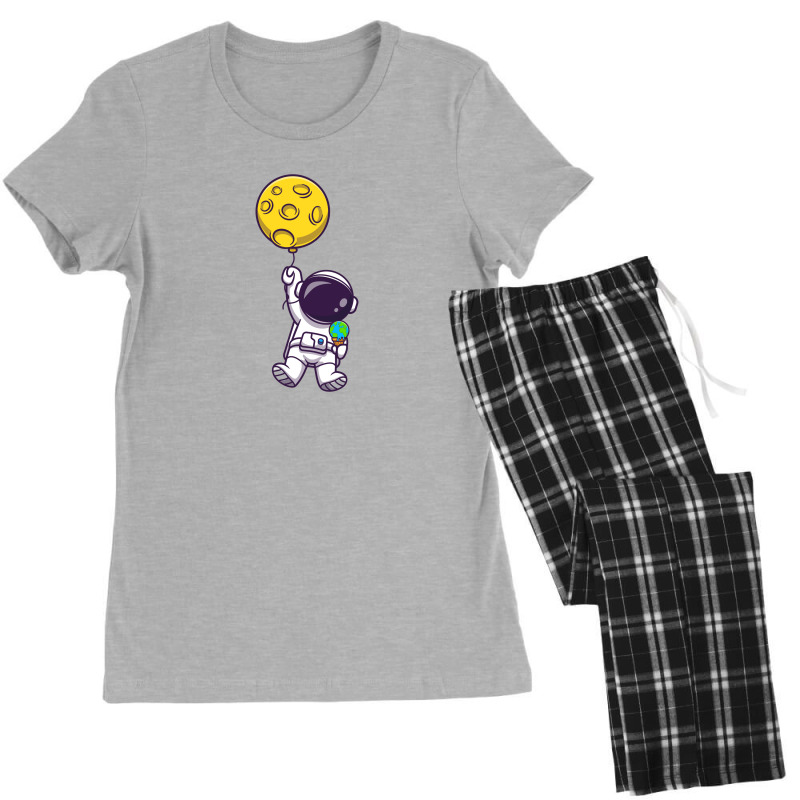 Cute Astronaut Floating With Moon Balloon Women's Pajamas Set | Artistshot