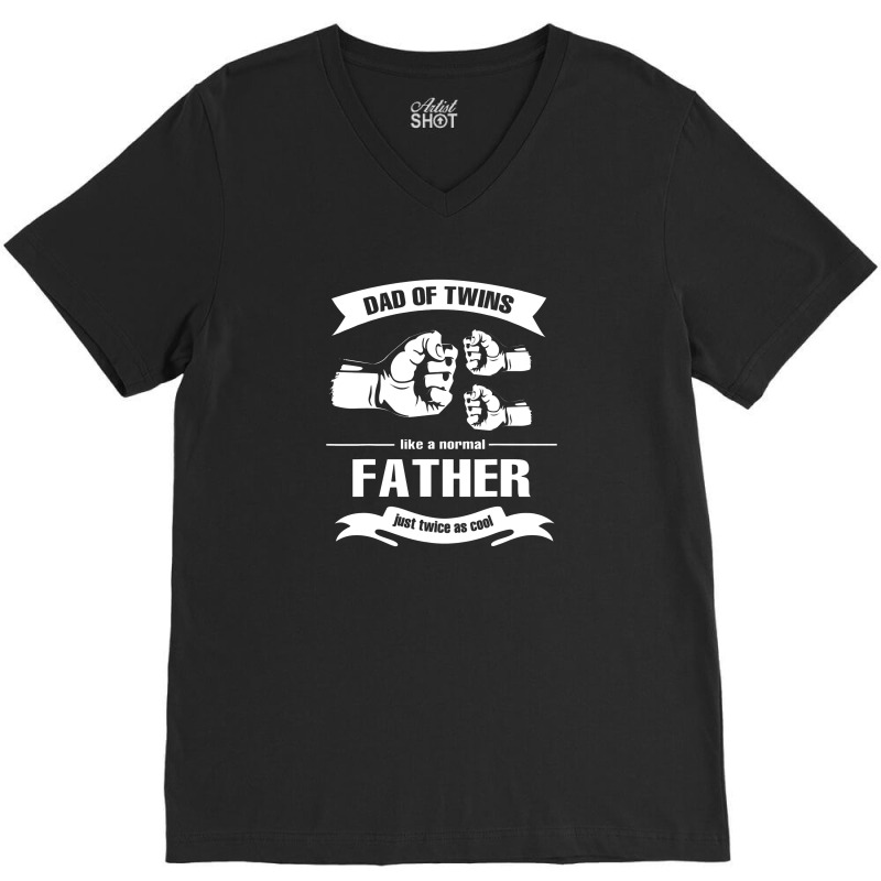 Mens Dad Of Twins 2022 Funny Daddy Father Twice Father's Day V-neck Tee | Artistshot