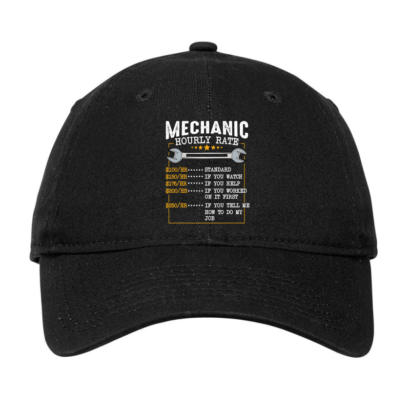 Mechanic Hourly Rate Labor Rates Funny Co Workers Car Lover T Shirt Adjustable Cap by HUUY | Artistshot