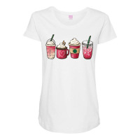 Valentine Coffee Heart Iced Coffee Lover Valentine Day Women T Shirt Maternity Scoop Neck T-shirt | Artistshot