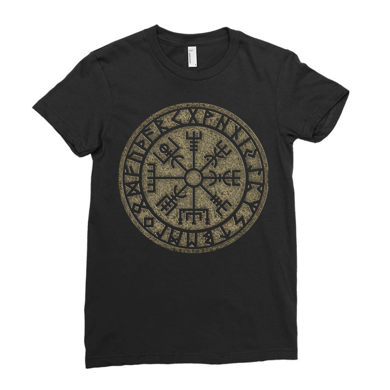 Vegvisir Viking Compass Runes Nordic Celtic Protection Pullover Hoodie Ladies Fitted T-Shirt by alayziahollars | Artistshot