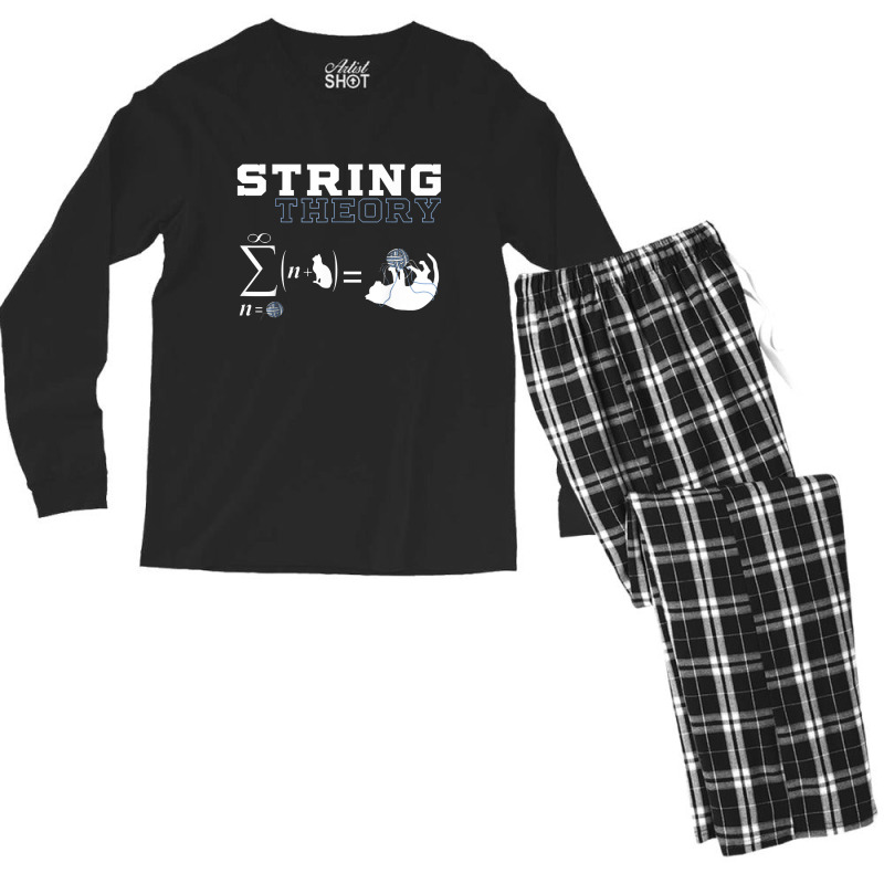 Funny Cat T Shirt Yarn String Theory Men's Long Sleeve Pajama Set by haigaess | Artistshot