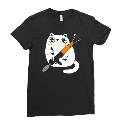 Cuddly Combat Cat Ladies Fitted T-shirt Designed By Marla_arts