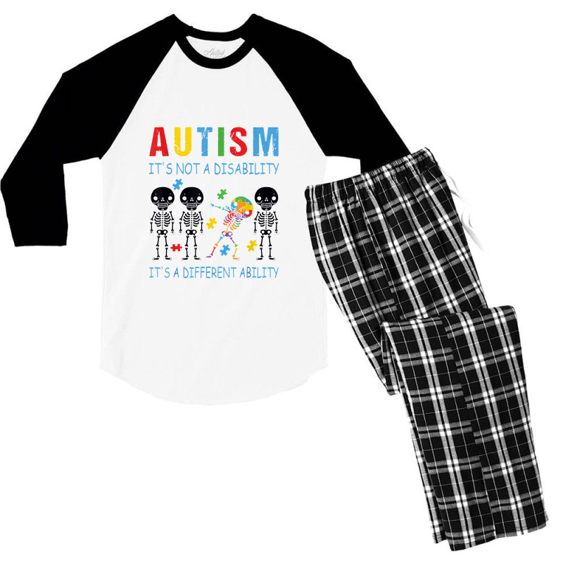 Autism Is Not A Disability It's A Different Ability Men's 3/4 Sleeve Pajama Set by kretapremium | Artistshot