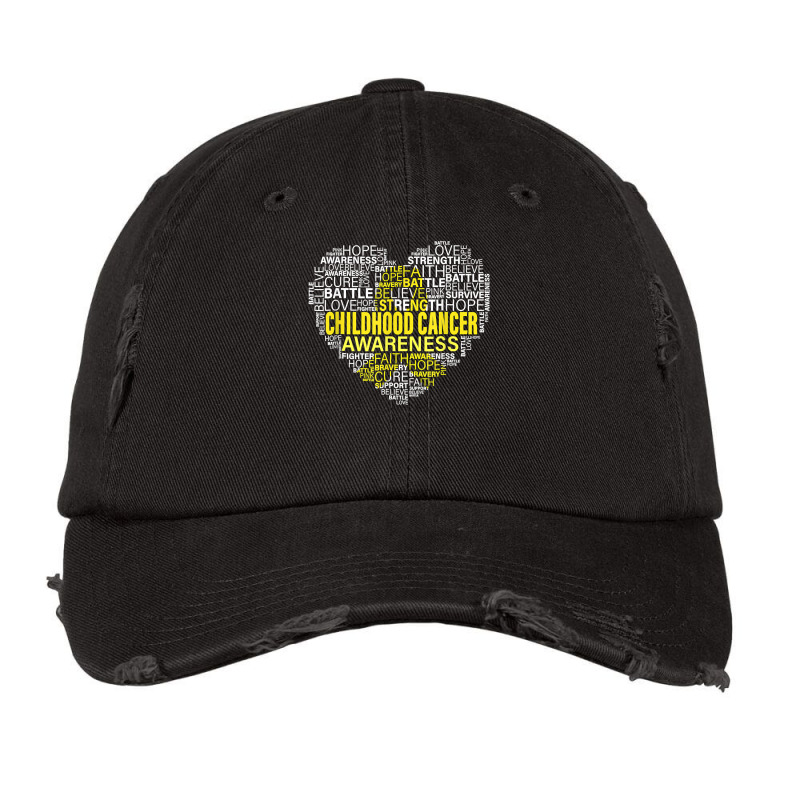 Childhood Cancer Awareness Heart Support Strong Warrior T Shirt Vintage Cap | Artistshot