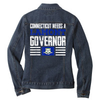 Connecticut Needs A Lamont Governor Ned Lamont 2022 Vote T Shirt Ladies Denim Jacket | Artistshot