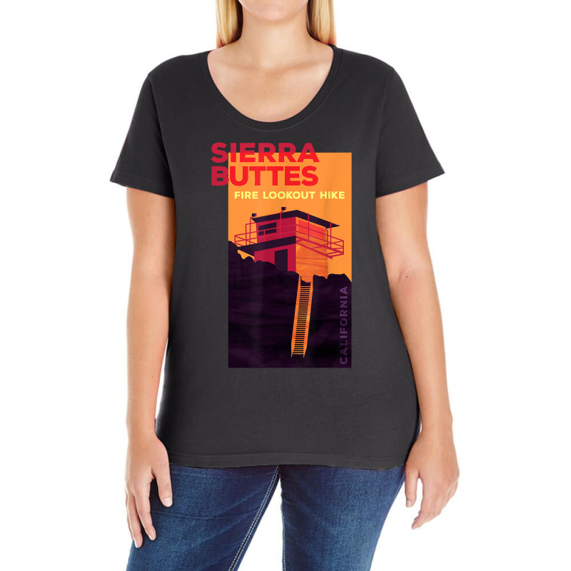 Sierra Buttes Fire Lookout Hike   California T Shirt Ladies Curvy T-Shirt by johnjosephmenk | Artistshot