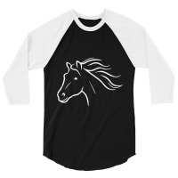 Minimal Horse Head Animal Artist Equestrian Men Women Kids T Shirt 3/4 Sleeve Shirt | Artistshot