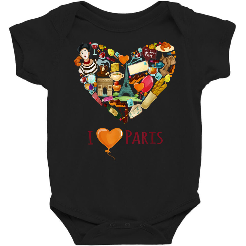 I Love Paris, Lovely Paris France Eiffel Tower Illustration T Shirt Baby Bodysuit by kasaqcsegurc | Artistshot