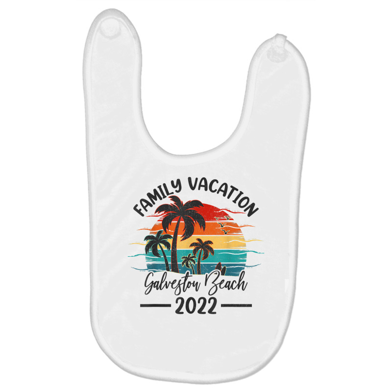 Retro Sunset Vintage Family Vacation 2022 Galveston Beach T Shirt Baby Bibs by waltervanderwilt1 | Artistshot