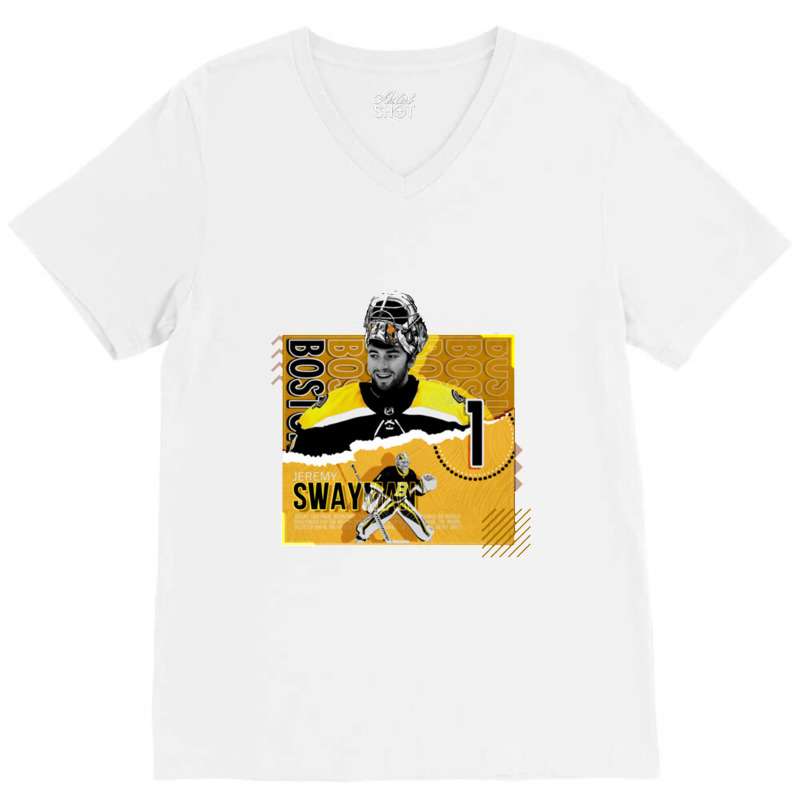 Jeremy Swayman Hockey V-Neck Tee by liburdowu | Artistshot