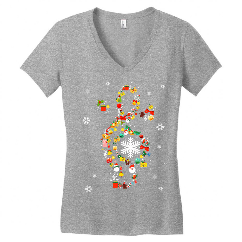 Music Note Symbol Christmas For Music Teacher Musicians T Shirt Women's V-Neck T-Shirt by HUUY | Artistshot