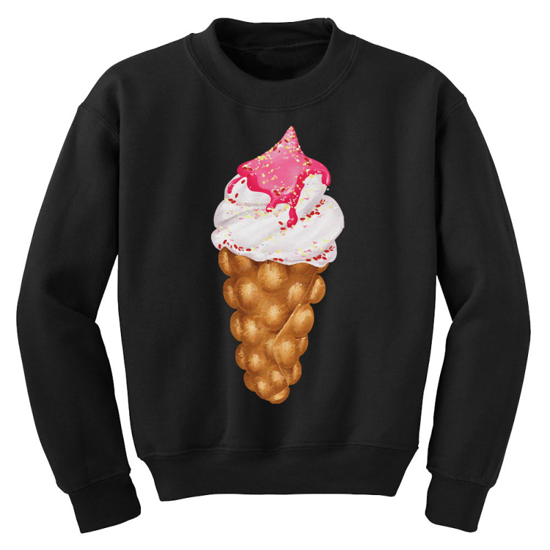 Bubble Waffle Ice Cream T  Shirt Egg Bubble Waffle Vanilla Ice Cream W Youth Sweatshirt by salesmanhuh | Artistshot