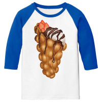 Bubble Waffle Ice Cream T  Shirt Egg Bubble Waffle Vanilla Ice Cream W Youth 3/4 Sleeve | Artistshot