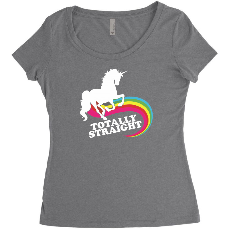 Totally Straight Funny Rainbow Unicorn Women's Triblend Scoop T-shirt by CUSER388 | Artistshot