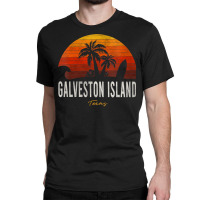 Womens Galveston Island Tx Texas Beach Palms Vacation Surf Sundown V N Classic T-shirt | Artistshot